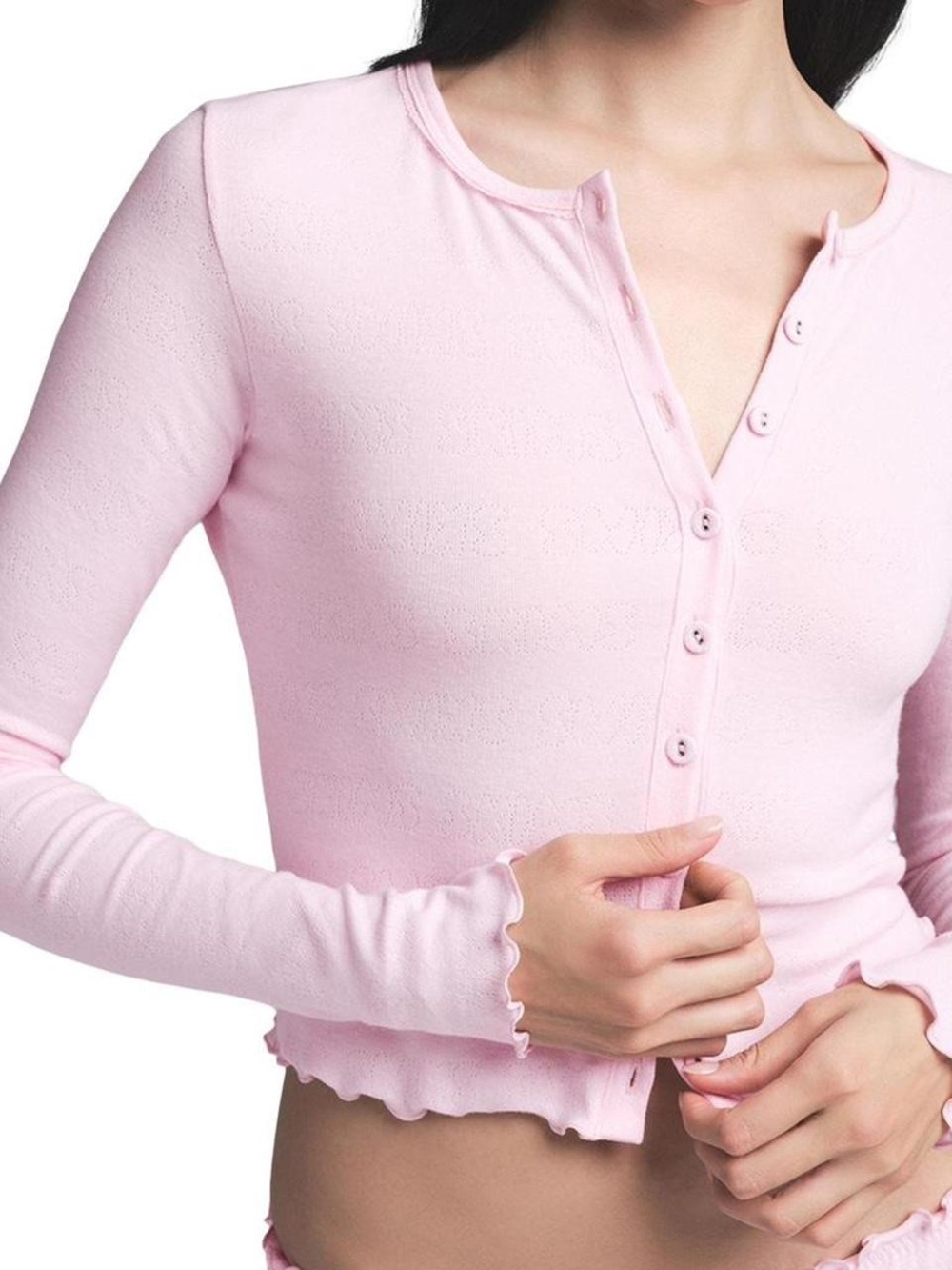 Skims pink pointelle long sleeve